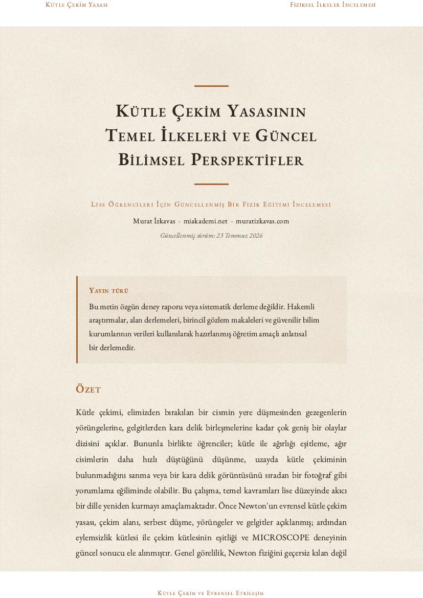Kütle Çekim Yasasının Temel İlkeleri ve Güncel Bilimsel Perspektifler
